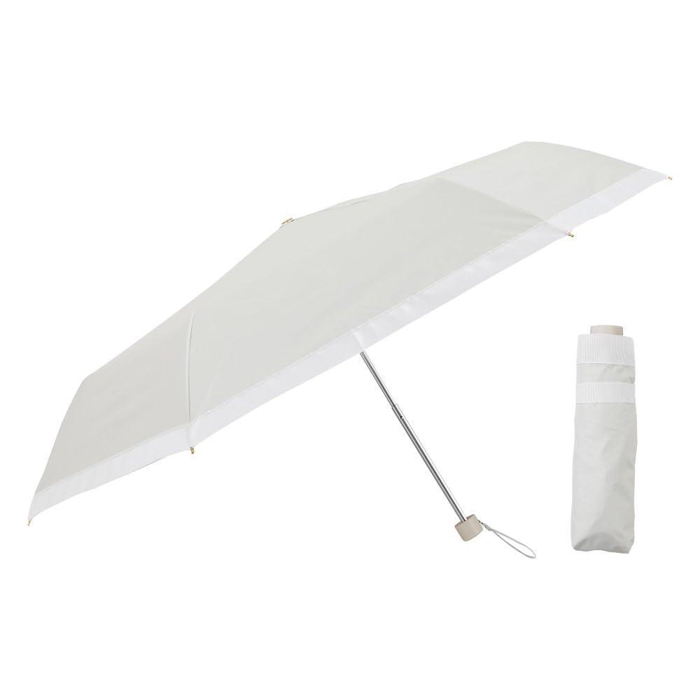 Ogawa Folding UV Suitable for Sunny and Rainy Grosgrain Simple Gift for or Special LINEDROPS 57417 Women's Parasol, 99.9% Protection, White, Days,