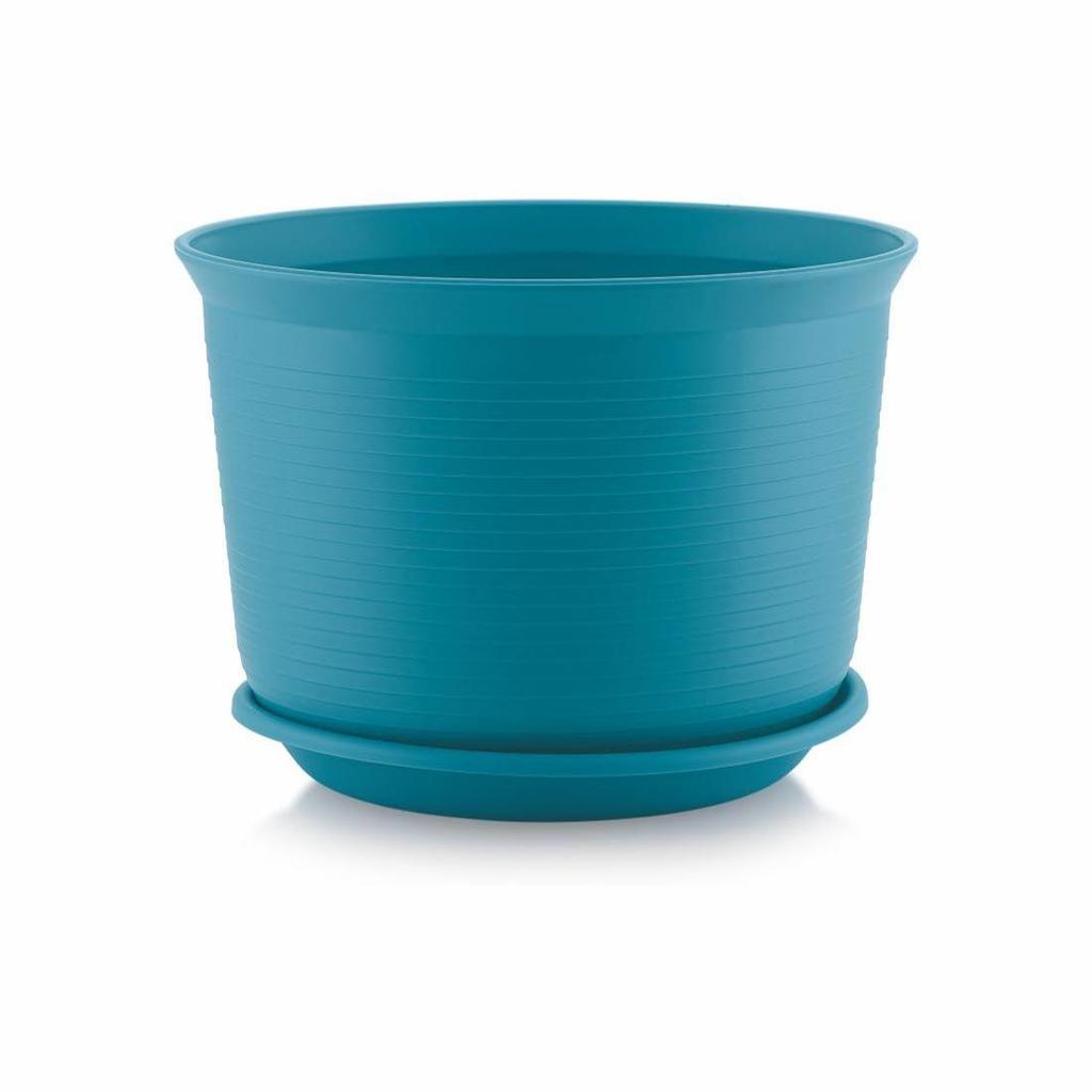 10 Inch Plastic Round Flower Pots with Tray for Home Planters, Terrace, Garden Etc | Pack of 05 | Peacock | for Home Indoor & Outdoor Gardening Plants