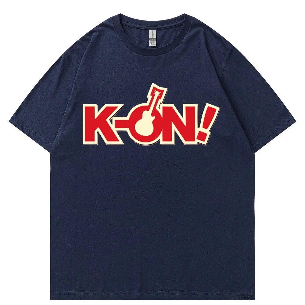 T-Shirt Unisex k-on Grafik weißes T-Shirt Vintage Grunge Japan T-Shirt Grafikästhetik Übergroßes Baumwoll-Kurzarm-T-Shirt T-Shirt