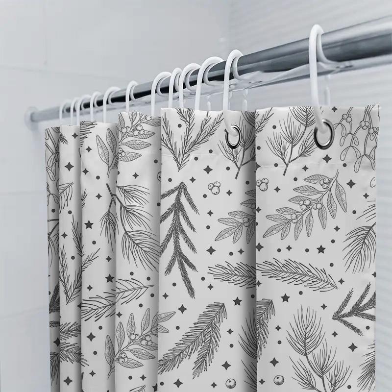 Vintage Black White Pine Branches Shower Curtain Set For Bathroom Decor 3D Printed Waterproof Fabric Shower Curtains In Various