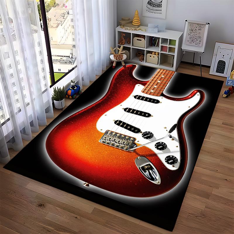 Electric Guitar Design Rug Non-slip rug suitable for living room and bedroom sofas