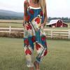 VIONA Damen Ärmelloser Jumpsuit Sommer Boho Floral Weites Bein Lange Hose Strampler Damen Träger Große Größen Freizeit Locker Latzhose