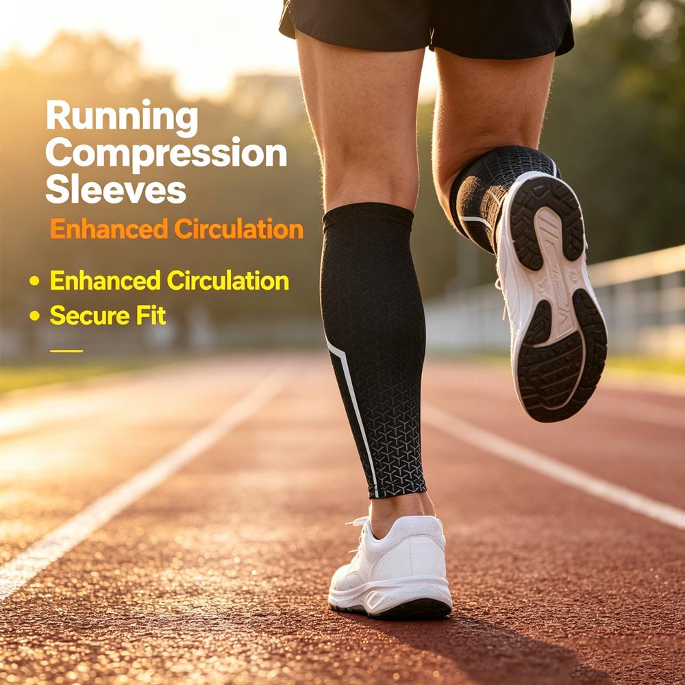 2PCS ompression Calf Sleeves for men Women - Anti-Odor Breathable Leg Guards for Marathon Gym Football | (Unisex S/M/L/XL) 1