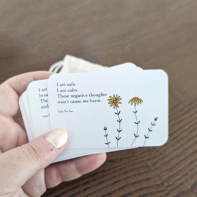 1 Set Taschen-Gedichtkarte mit Aufbewahrungstasche, Stress, Angst, Linderung, positive Lebensgefühle, Unterstützung, Bestätigung, Poesiekarten-Set, Geschenk für Kinder und Erwachsene