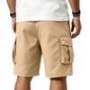 Men's Multi Pocket Cargo Shorts Elastic Waist Drawstring Loose Fit Casual Outdoor Work Shorts with Side Flap Pockets
