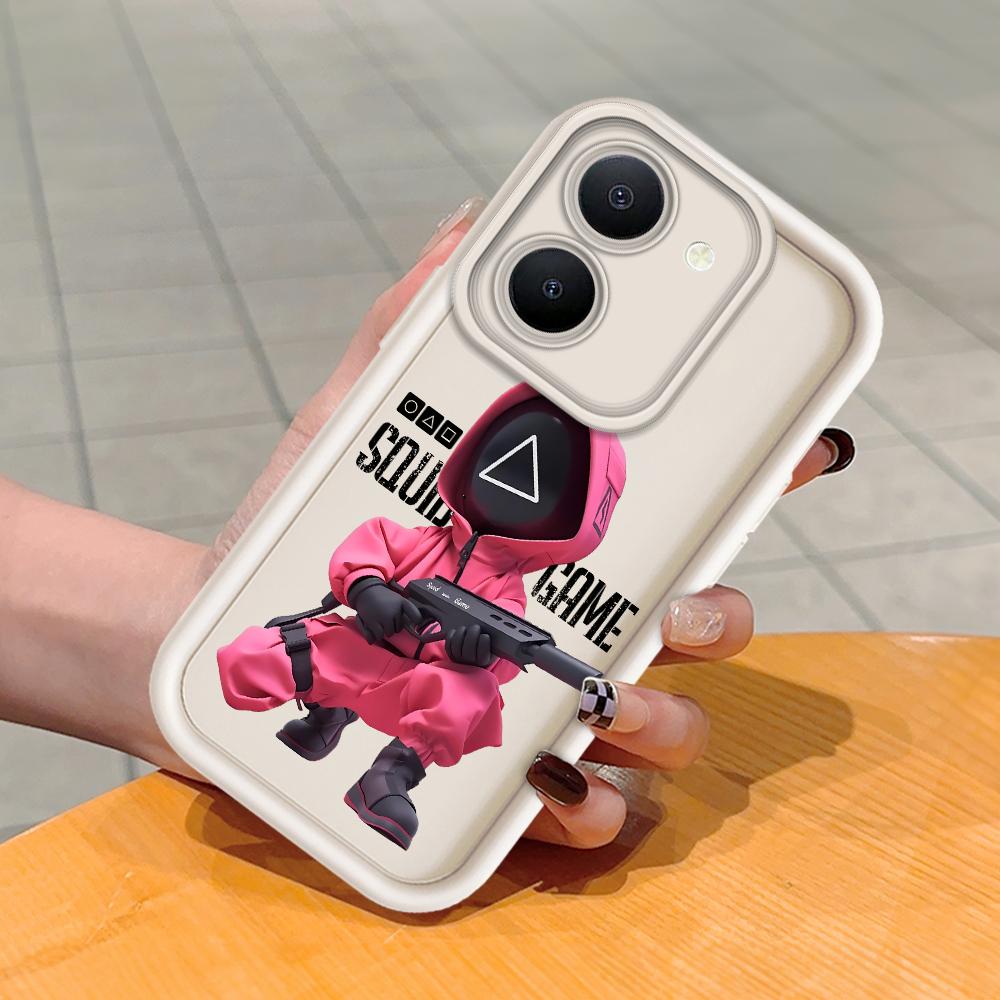 Soft Silicone Square Ladder Printing Pattern Phone Casing Full Cover Camera Shockproof Protection Rubber Case for Vivo