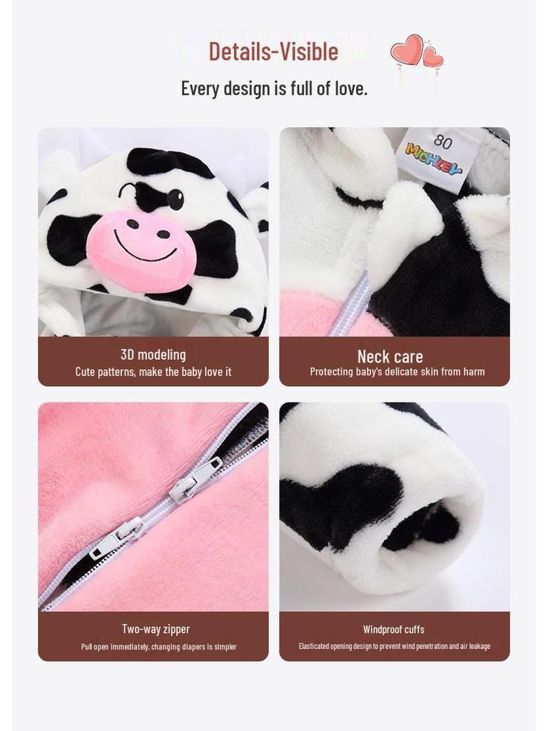 MICHLEY Children's Flannel Animal Rompers - Infant & Toddler Onesies Pajamas