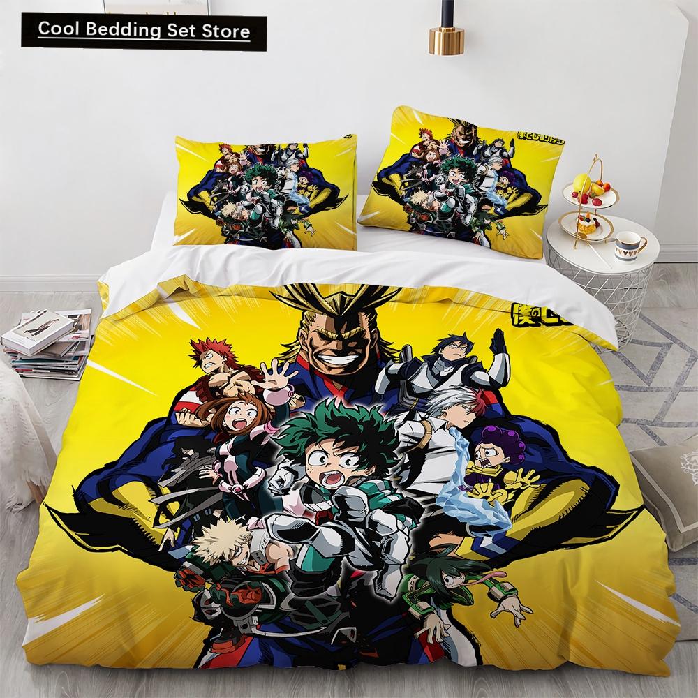 Nowy Anime My Hero Academy Pościel Zestaw Postacie Anime Poszewka na kołdrę 3D Cartoon Poliester Poszewka na kołdrę Queen King Size Dzieci Chłopcy