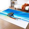 Alfombra Estampada de Olas Marinas para Decoración de Sala de Estar en Casa Felpudo Antideslizante para Dormitorio Mesita de Noche Alfombras para Área de Mesa de Café Felpudo para Baño