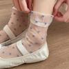 Crystal Silk Socks Women Heart Print Summer Ultra-thin Transparent Women Socks Mesh Thin Breathable Japanese Medium Tube Socks