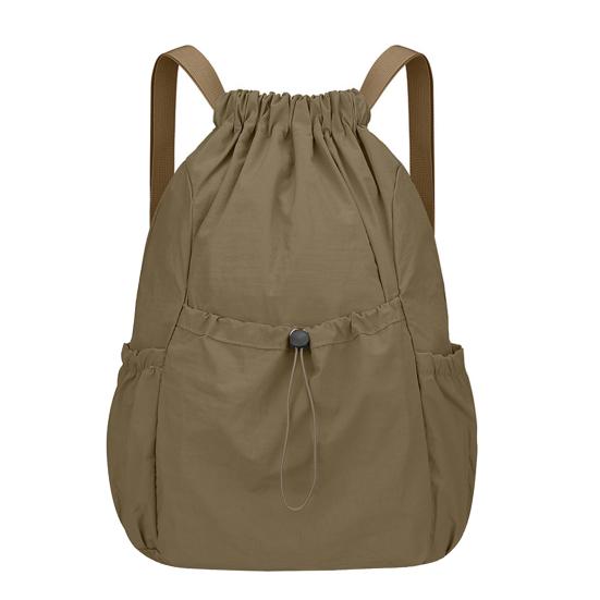 

Рюкзак для спортзала на шнурке, складная спортивная сумка с регулируемыми плечевыми лямками, водонепроницаемая сумка для плавания для путешествий, походов, мужчин, женщин коричневый