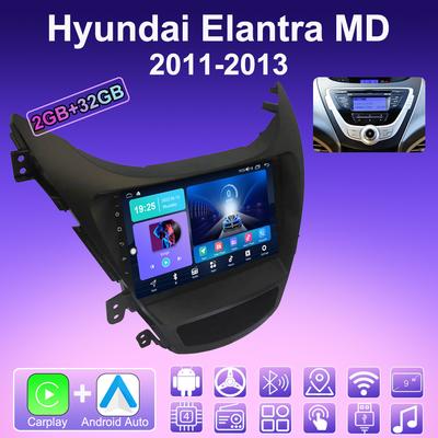 2 DIN Android Carplay Bilradio för Hyundai Elantra MD 2011-2013 Multimedia Spelare Huvudenhet Stereo GPS Navigation BT WIFI 2+32GB