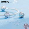 WOSTU Original 925 Silver Space Starry Sky Series Star Charms Blue Heart Beads Rainbow Drop Pendant Fit DIY Bracelet Necklace