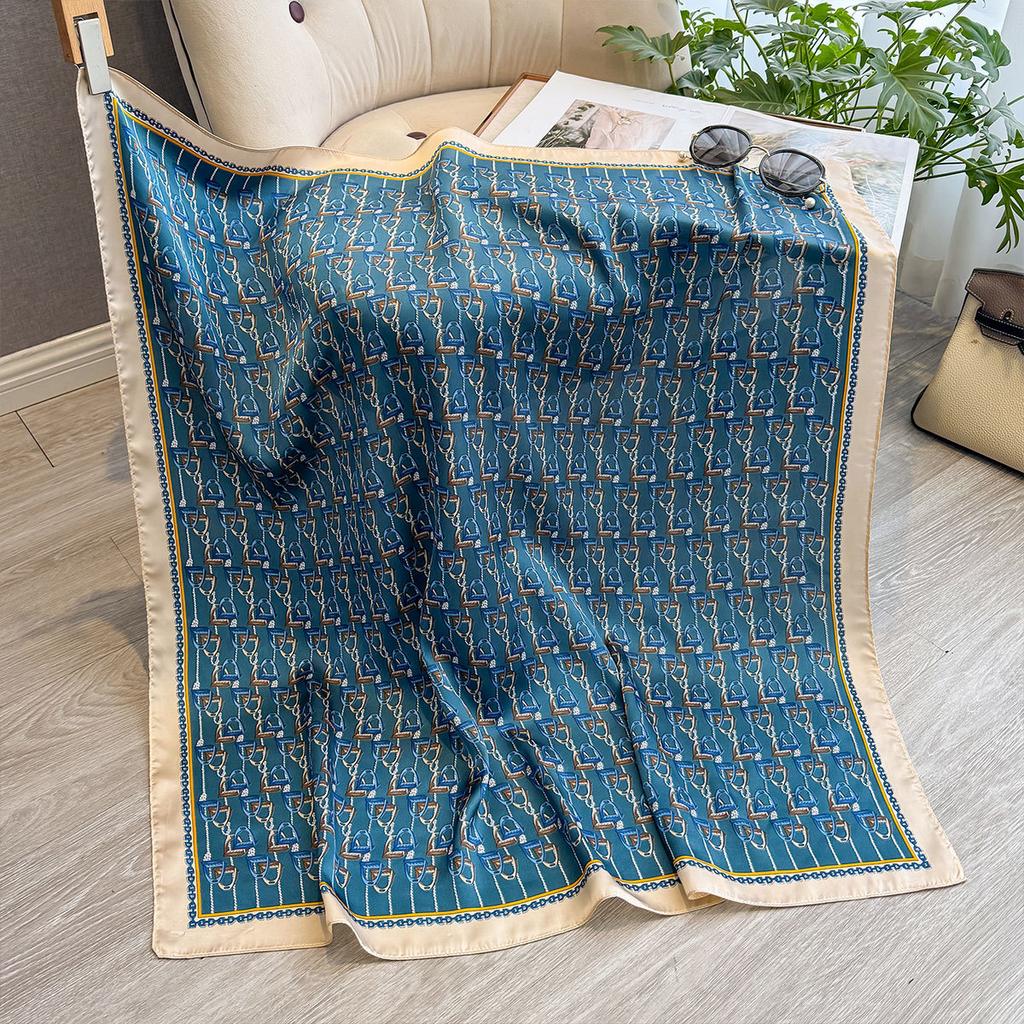 Spring And Autumn Fashion Versatile Large Square Scarf 90Cm Scarf Simulation Silk Shawl Women'S Satin Headscarf