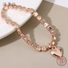 New Rose Gold-plated Love Bracelet, Fashionable and Environmentally Friendly Alloy Heart-shaped Pendant Women's Versatile Bracelet