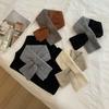 Color Block Cross Scarf Cashmere Like Knit Warm Versatile Student Neck Warmer