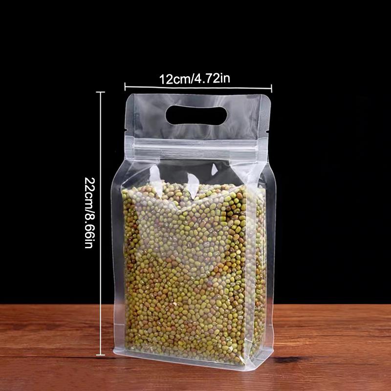 50Pcs Food Packaging Bags Transparent With Handle Stand Up Sealed For Candy Nuts Storage Reusable Zip Lock Pouches