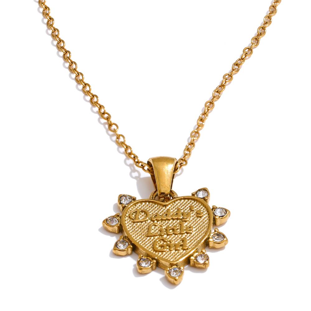 

Yhpup Daddy s Litter Girl Heart Father s Love Pendant Necklace Earring Gift 18K PVD Waterproof Plated Stainless Steel Jewelry