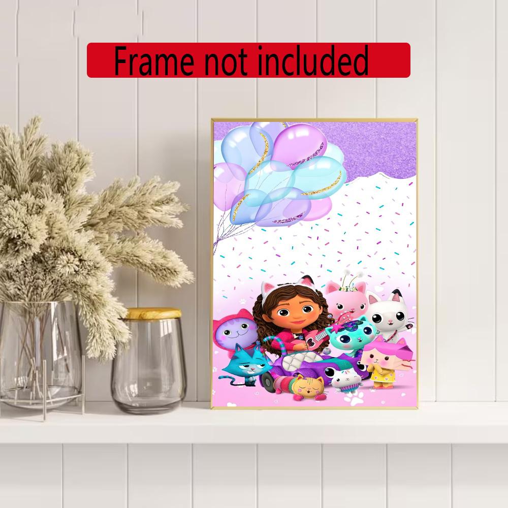Cartoon Cute Gabbys 5D Round Diamond Painting Kit Diamond Embroidery Painting Rhinestones Mosaic Frameless Handwork Decoration Arts