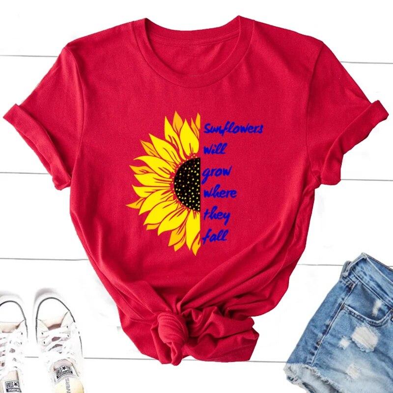 Ukraine Sunflower T-shirt Vintage Ukrainian Lovers Print Graphic T Shirts Women Short Sleeve Y2k Top Casual Tee Shirt Tops Unisex