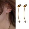 Women Simple Two Wear Temperament Front And Back Zircon Earrings Stud Earrings Jewelry Long Tassel