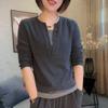 Women's Versatile Fleece Long-Sleeve Two-Piece Look T-Shirt - Autumn 2025 Collection