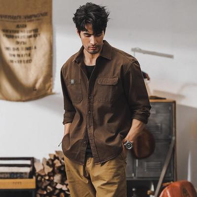 American Retro Tooling Shirt Jacket Jacket Men'S Loose Trendy Casual Long-Sleeved Shirt