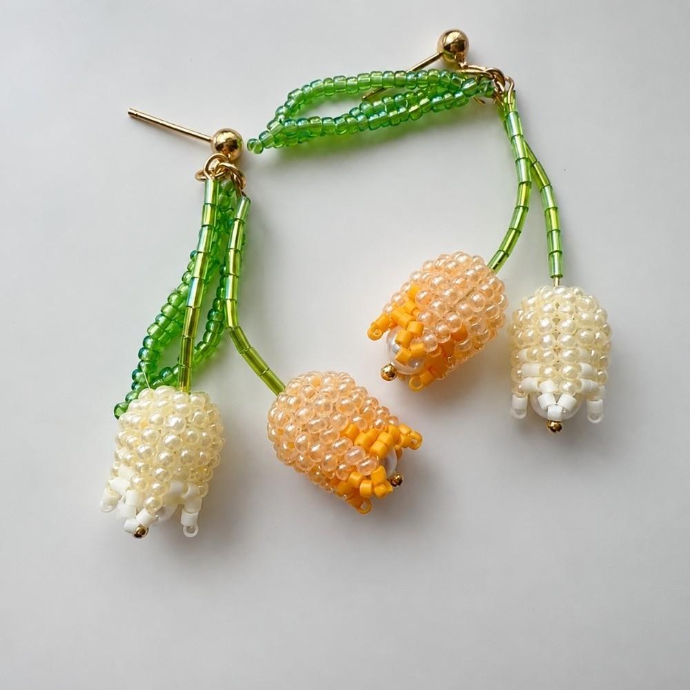 Handmade Necklace Pendant Rice Bead Flower Keychain Pendant DIY accessories