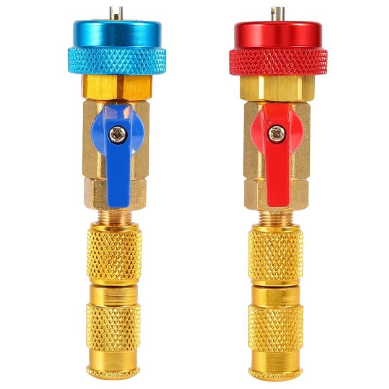 R134 A//C Low//High Quick Connector Set Air Conditioning Joint Connector Adapter Extractor Valve Core Manifold Gauge Low High Side Adapter Blue