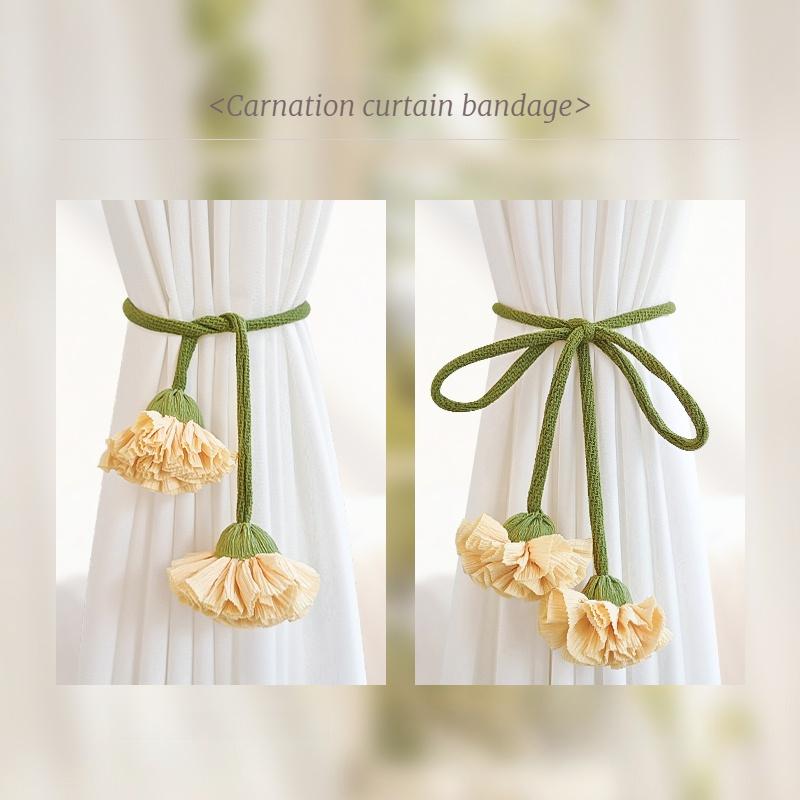 1PC Creative Flower Curtains Bundled with Gauze Curtain Buckle Ring Curtains Closed Rope Embellished Trinkets