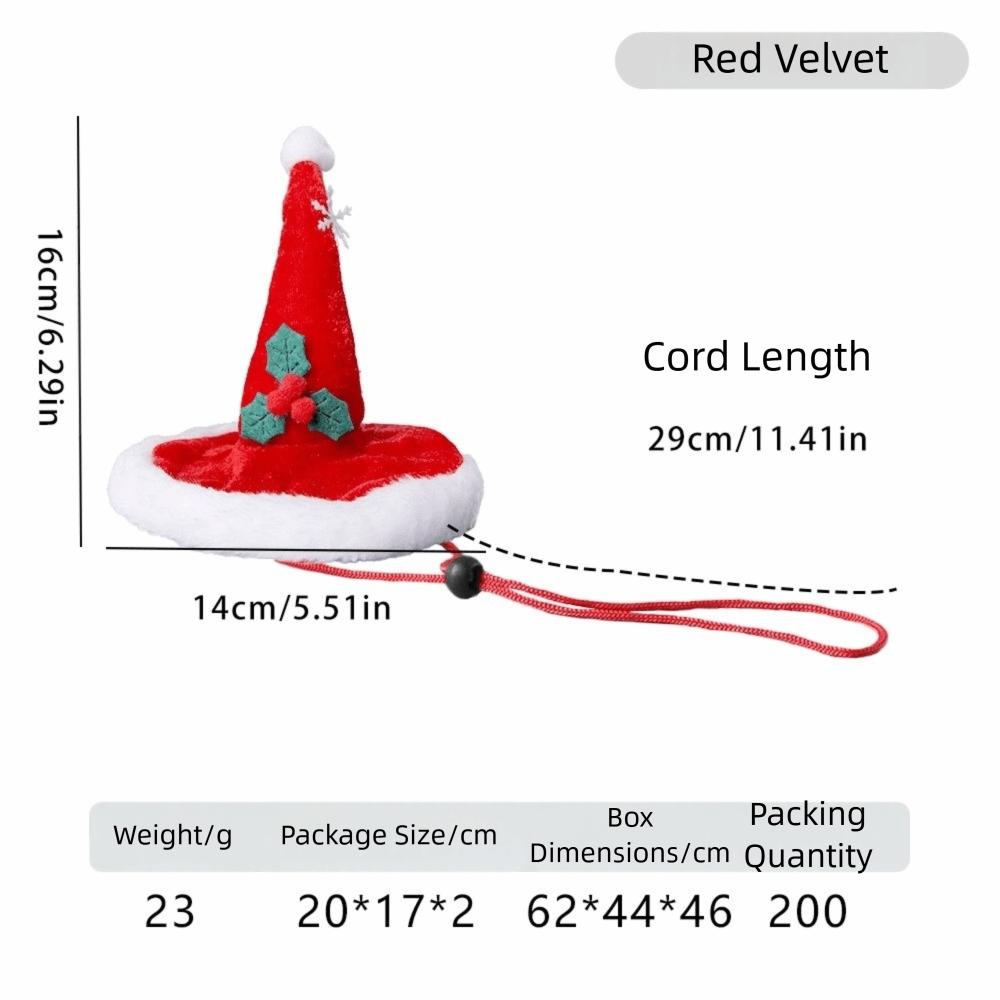 Mini Christmas Pet Costumes Santa Hat Adjustable Soft Santa Hat Comfortable with Lanyard Pet Santa Hat Pet Show