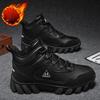 Men's Winter Fur Lined High-Top Hiking Sneakers Outdoor Slip-On Casual Lace-Up Waterproof Ankle Boots Warm Snow Boots for Male Short Booties