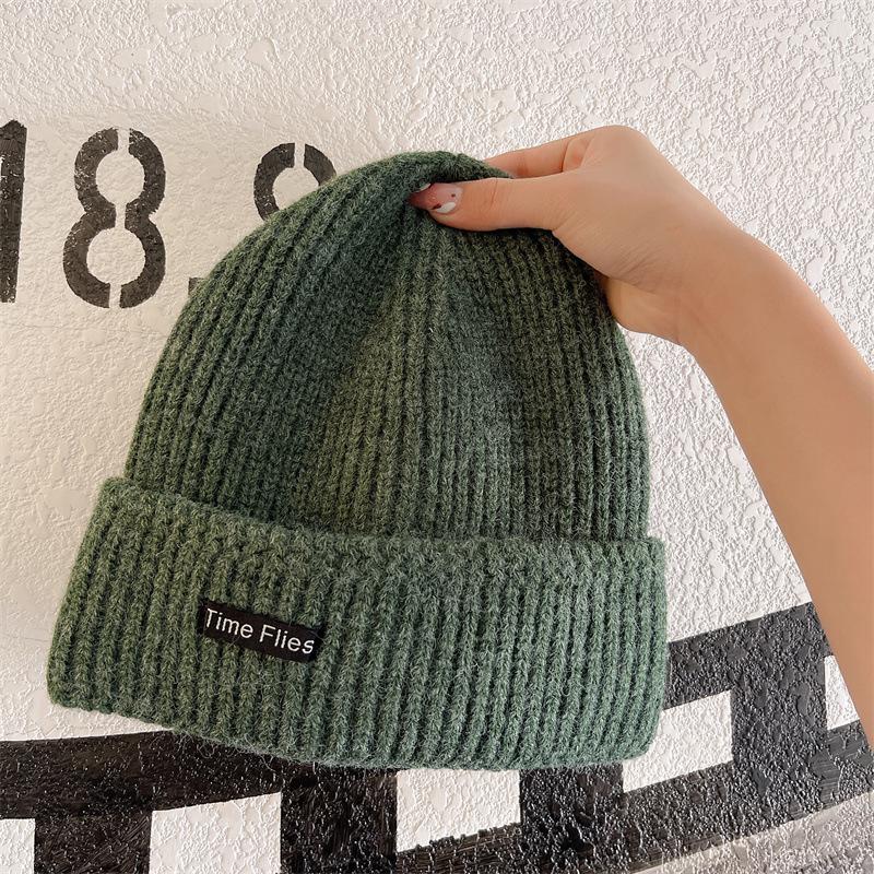 Couple Autumn and Winter Warm Knitted Hat Street Style Patch Wool Hat Women Korean Style Ins Versatile Autumn Ear Protection Hat