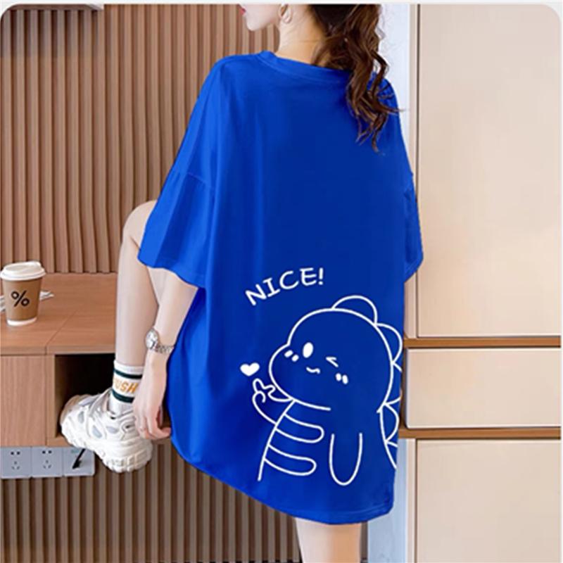 Letní trička z čisté bavlny pro ženy roztomilý kreslený potisk hip hop Streetwear ležérní tričko dámské Harajuku nadrozměrné s krátkým rukávem bílé růžové y2k topy