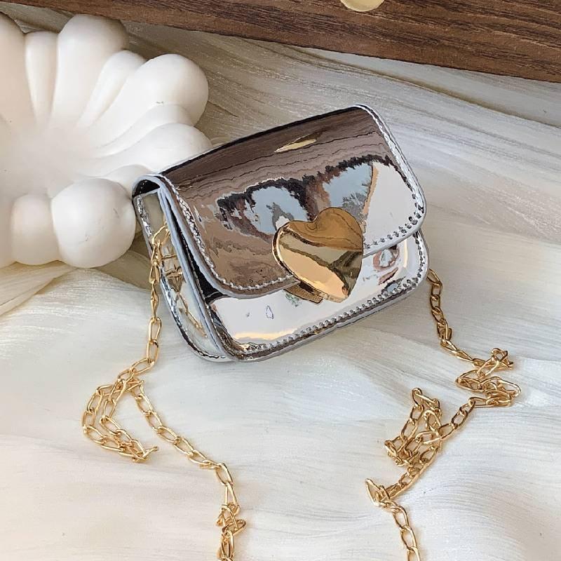 Childrens Pu Girls Peach Heart Mirror Bag Lightweight Kindergarten Material