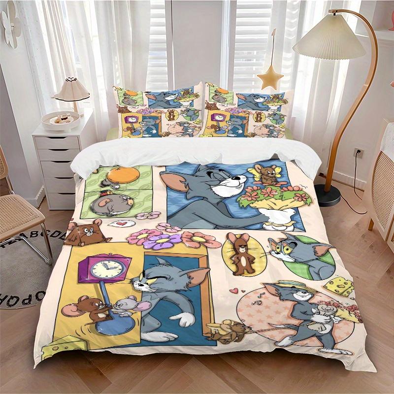 3-teiliges Gutes Freunde Tom & Jerry Bettwäsche-Set - Enthält 1 Bettbezug und 2 Kissenbezüge, Bequeme Bettwäsche mit Stilvollem Design für Schlafzimmer F016