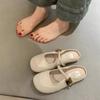 Xiaoxiangfeng Mary Jane Silver Single Shoes New Chinese French Sandals Women's Shoes Spring and Summer Flat-bottomed Bag Head and Half Slippers