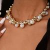Exaggerated White Imitation Pearl Choker Necklace For Women Vintage Handmade Round Beaded Chain Necklace Jewelry Accessory 2026