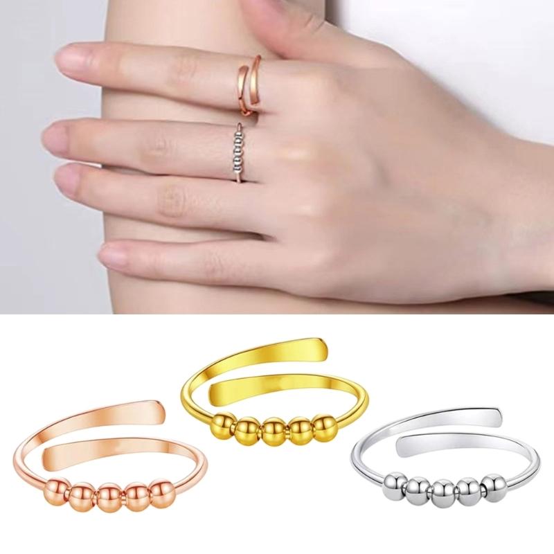 Multifuntional Beaded Rings Adjustable Opening Finger Rings Copper Texture Suitable for Daily and Various Occasion