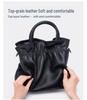 European & American Fashion Pleated Cowhide Leather Women's Handbag – Large Capacity Shoulder/Crossbody Bag