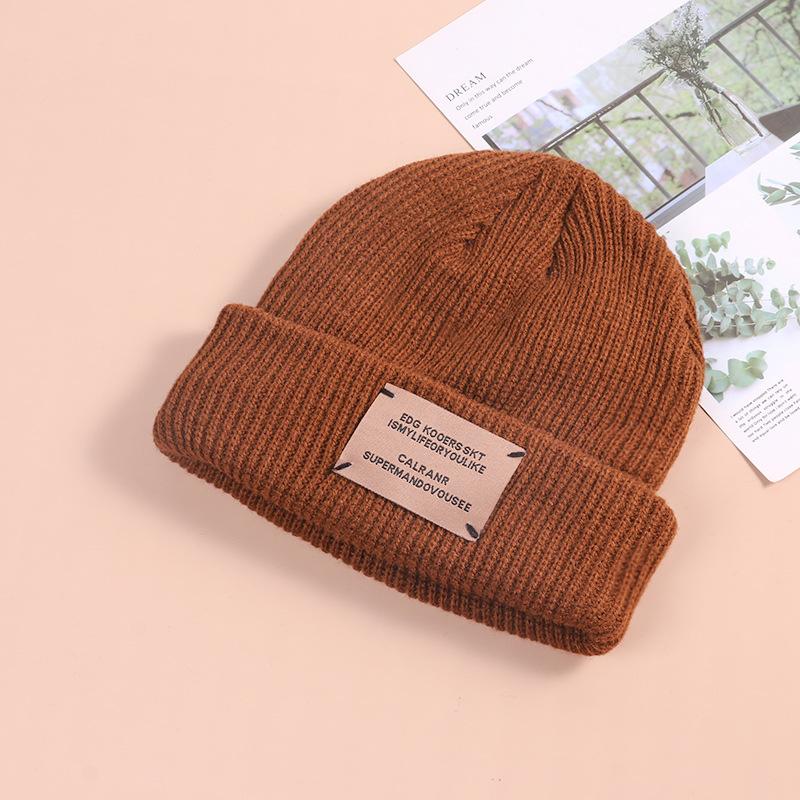 Hat Women Autumn and Winter Ins Patch Wool Hat Couple Casual Warm Knitted Hat Student Outdoor Cold Hat Men Ins Style