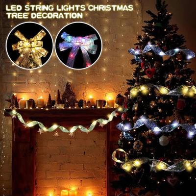 Christmas Ribbon Light Soft Glow Waterproof Bendable Design Battery-Powered Indoor/Outdoor LED String Light Xmas Tree Decoration