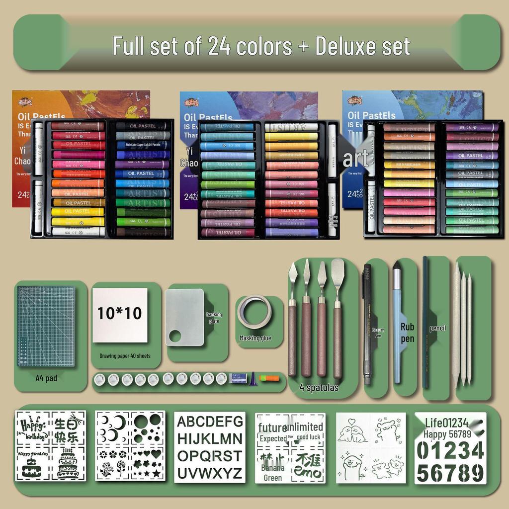 48-Color Super Soft Oil Pastels Set with Scraper - Child's Painting Kit