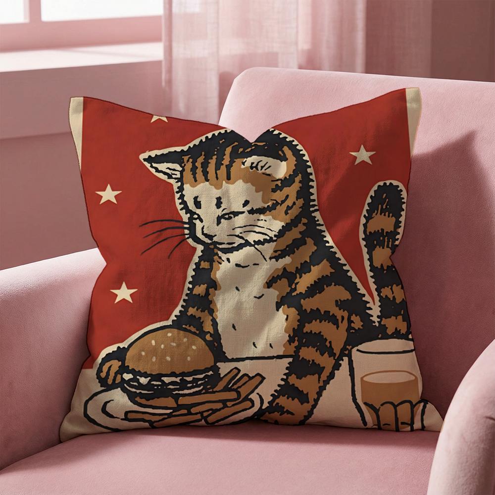 Cheers Drunk Cats Cushion Cover Multi-Scene Pillow Cover for Home & Car - Reversible, Soft & Durable for Daily Use