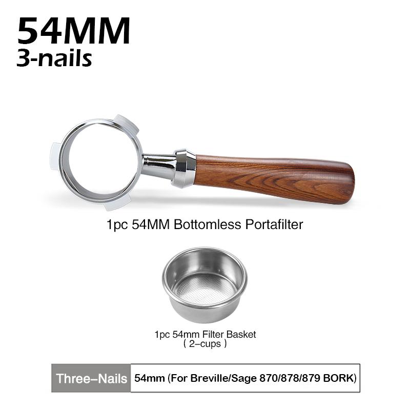 54MM Coffee Bottomless Portafilter For Sage Breville 870 878 880 Replacement Filter Basket Espresso Accessory Barista Tool