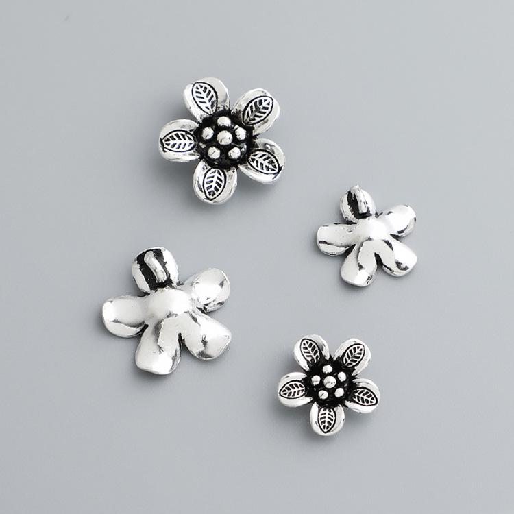 Sterling Silber Blumenanhänger Armband/Halskette DIY Perlen - Vintage Thai Stil