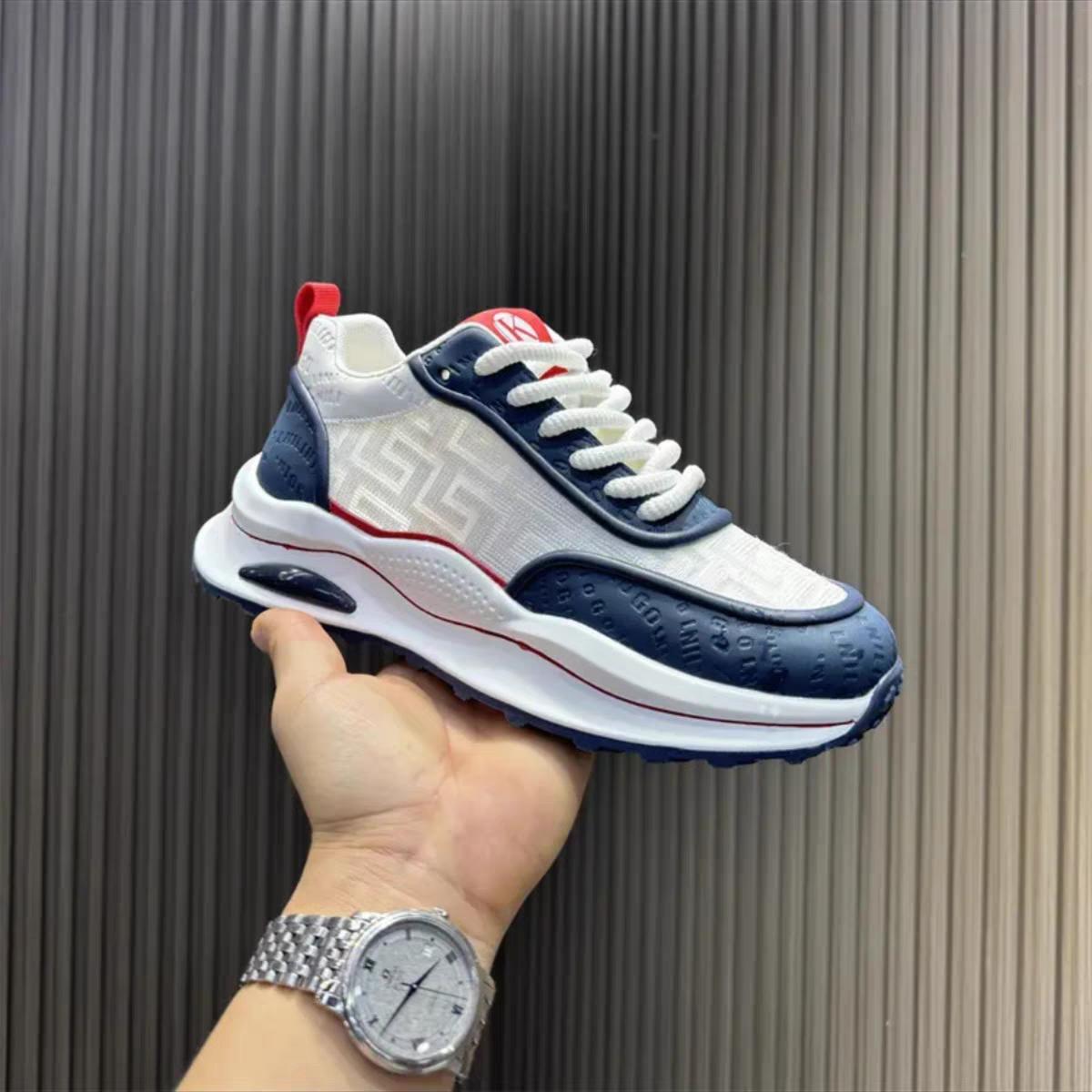 

Мужские дышащие сетчатые кроссовки, летние повседневные кроссовки с мягкой подошвой, удобные легкие модные кроссовки с толстой подошвой 44 темно-синий