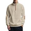 Fashionable Men's Casual Sweatshirt with Jacquard Small Check Embroidered Patchwork Stand Collar Loose-Fit Top
