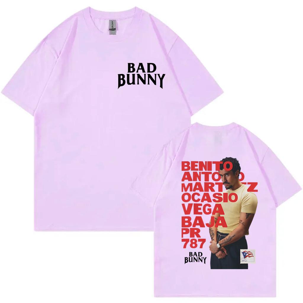 Rapper Bad Bunny Merch T Shirt Fashion Hip Hop Vintage Short Sleeve Tshirts Men Women Clothing Casual Cotton Tshirt Streetwear