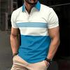Men's Short-sleeve Color-block Stripe Polo Shirt Casual Business Commute Versatile Fashion